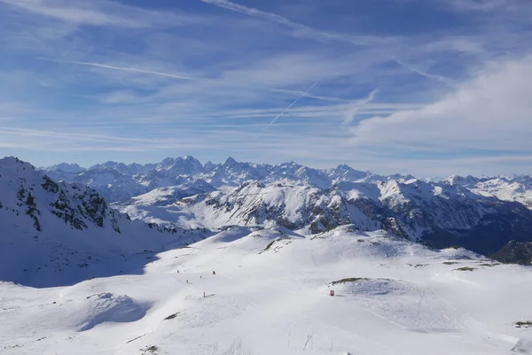 Zasněžená Krajina Montgenvre Vysokých Alpách Zimě Francie — Stock fotografie