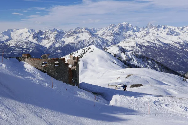 Сніжний Пейзаж Монгенвр Високих Альпах Взимку Франс — стокове фото