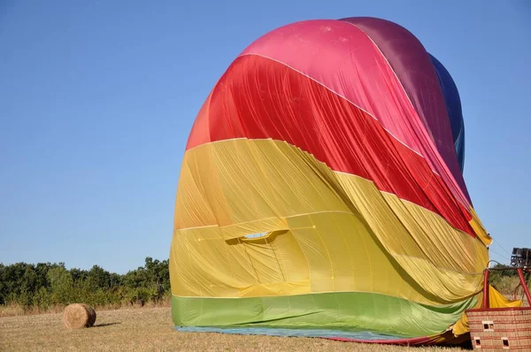 Voo Balão Quente Vaucluse Acima Aldeia Roussillon França — Fotografia de Stock