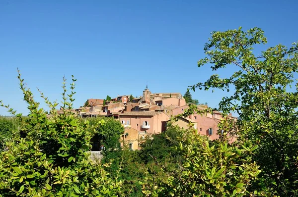 Χωριό Vaucluse Roussillon Και Bonnieux Μεταξύ Αμπελώνα Και Χωριού Γαλλία — Φωτογραφία Αρχείου