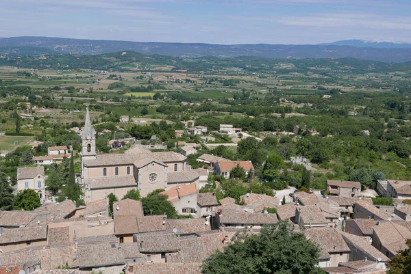 Pueblo Vaucluse Roussillon Bonnieux Entre Viñedo Pueblo Francia —  Fotos de Stock