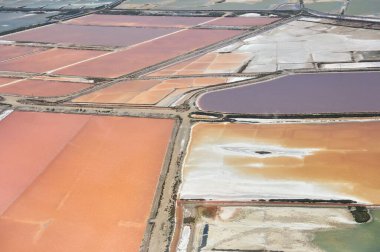 Fransa 'nın tuz bataklığı ve tarlasının havadan görünüşü