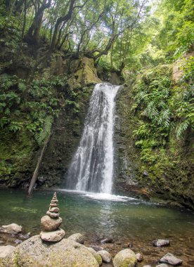 Sao Miguel, Azores, Portekiz 'deki Prego Salto Şelalesi' ni keşfedin..