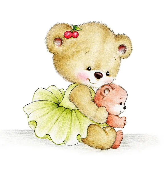 Cute Teddy bear with baby — Stock Photo, Image