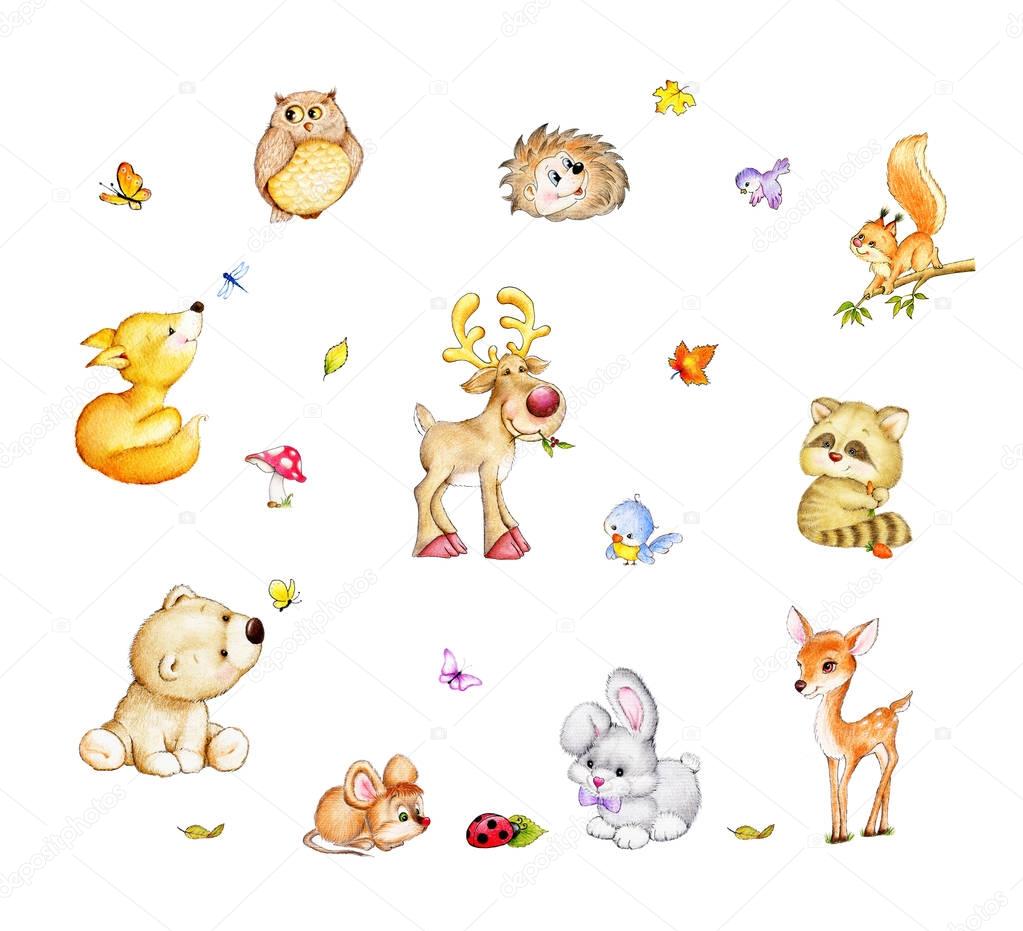 Collection of cute forest animals