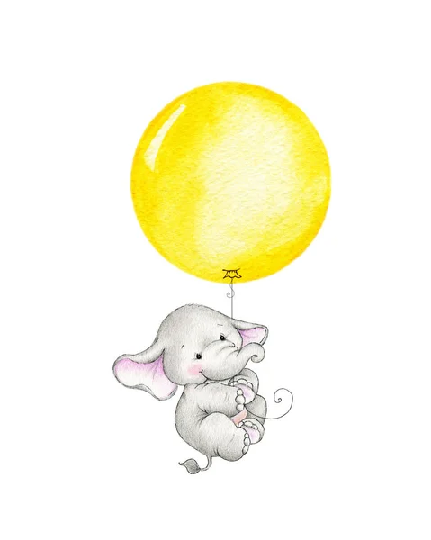 Sarı balon uçan fil