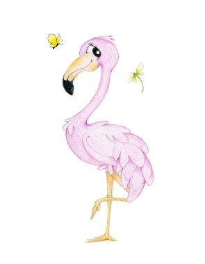 Pembe flamingo tek ayak üstünde duruyor..