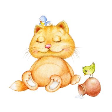 Şirin kedi kuş sütünü tam