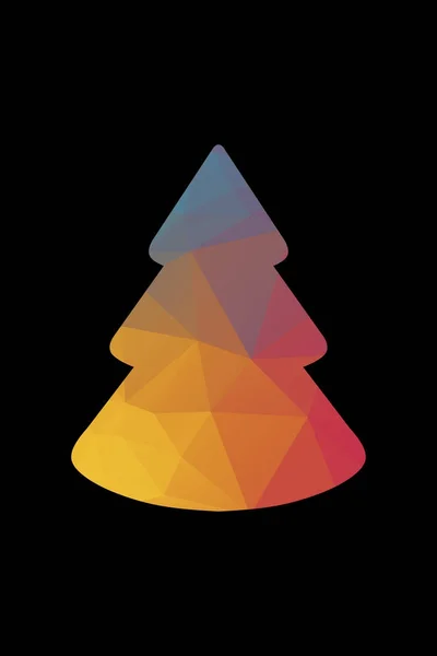 Weihnachtspostkarte mit minimalistischem polygonalen Tannenbaum mit geometrischer Struktur — Stockvektor