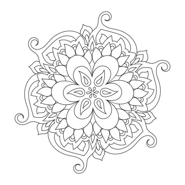 Zentangle mandala adult coloring book page. Zendoodle circular black and white outline illustration. — Stock Vector