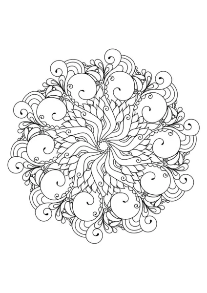 Zentangle mandala adulto para colorear página del libro. Ilustración del contorno circular en blanco y negro de Zendoodle . — Vector de stock