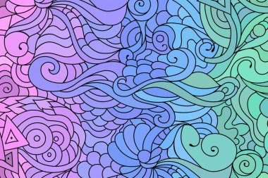 Zentangle, el çizimi çizimleriyle kabile süslerinden esinlenmiştir. Bohem soyut arkaplanı.