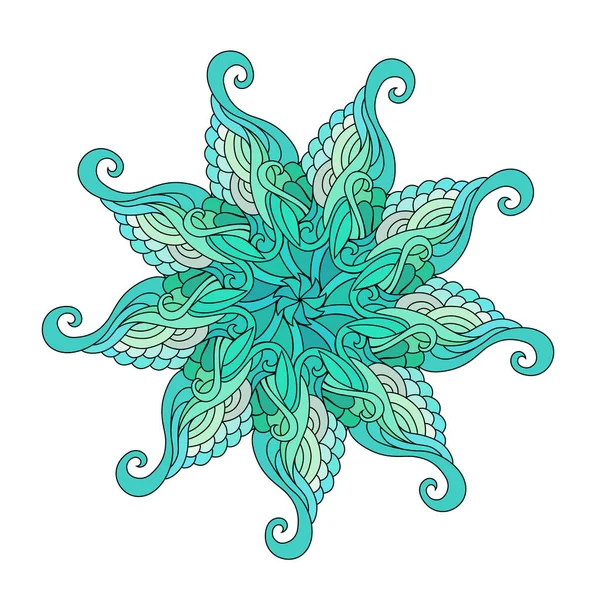 Zentangle Mandala Illustrazione Colorata Zendoodle Disegno Tatuaggio Tribale Sfondo Bianco — Vettoriale Stock