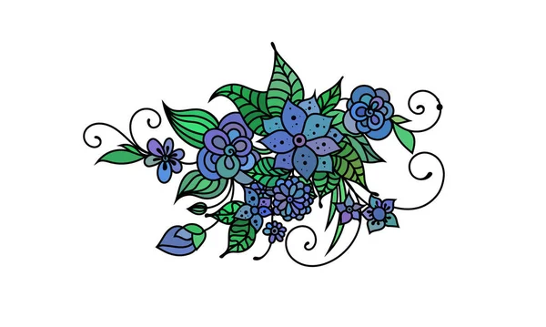 Zentangle Inspiriert Florale Malbuch Ornament Mit Blumen Und Blättern Auf — Stockvektor