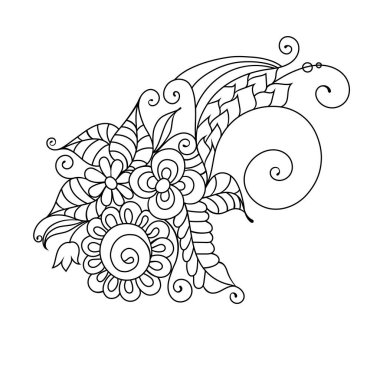 Zentangle çiçeklerle süslenmiş çiçek boyama kitaplarından esinlenmiştir.