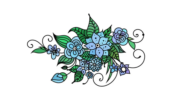 Zentangle Inspiriert Florale Malbuch Ornament Mit Blumen Und Blättern Auf — Stockvektor