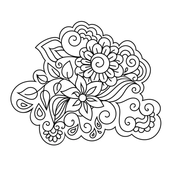 Zentangle Geïnspireerd Bloemen Kleurboek Ornament Met Bloemen Bladeren Wit Vectorbeelden