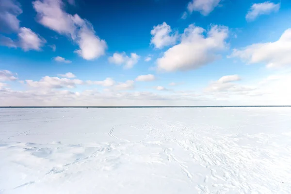 Dalgalar kış zamanında ve dondurulmuş deniz kenarına. — Stok fotoğraf