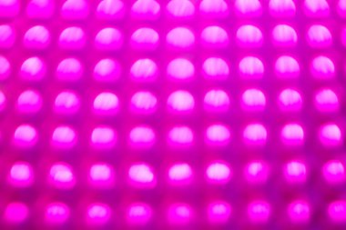 Parlak pembe arka planda renkli ışıklar. Tatil konsepti. Şenlikli