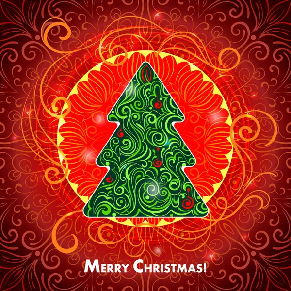 Card with a Christmas tree — Stock Vector