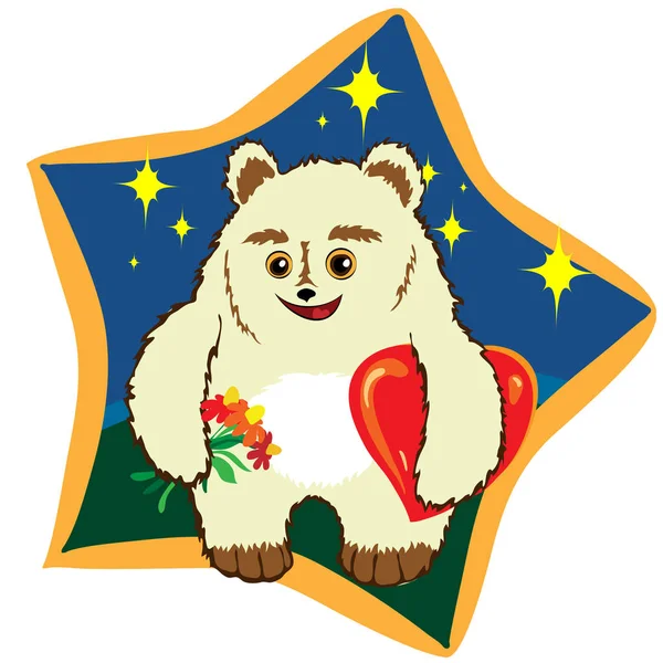 Medvídek s velkým červeným srdcem — Stockový vektor