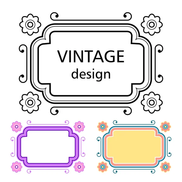 Set of vintage frames in a lineart style — Stock Vector