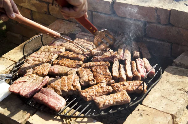 Fleisch Und Gemüse Auf Dem Grill — Stockfoto