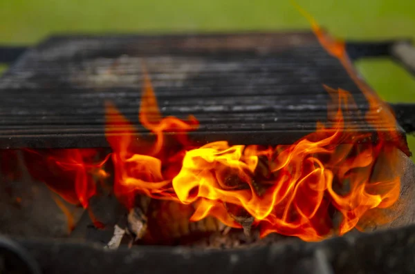 Feu Brûlant Dans Cheminée — Photo