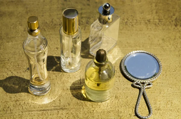Perfume Bottles Table — Stock Photo, Image