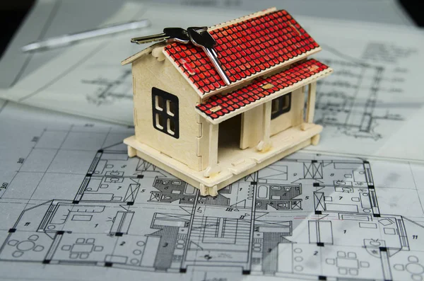 Evin modeli ve planı masanın üstünde.