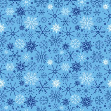 Kar taneleriyle kusursuz desen. Kış Noel 'i ve yeni yıl teması. Hediyelik eşya, kumaş baskı ve tipografi için kullanılabilir..