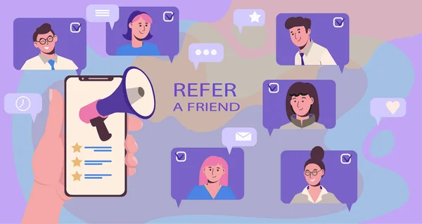 Invitation Friends Employees Join Project Group Social Networks Referral Program — 스톡 벡터
