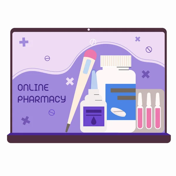 Farmacia Online Ordinare Farmaci Casa Sull Applicazione Telefono Sul Sito — Vettoriale Stock