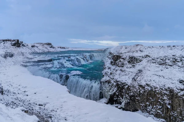 Kışın Gulfoss İzlanda Şelalesi. — Stok fotoğraf