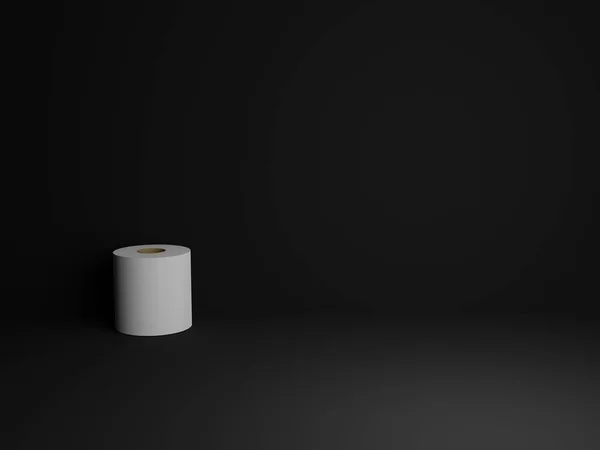 Realistic Toilet Paper Single Roll Black Background — Stockfoto