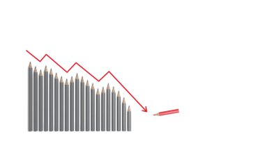 Kalemlerden yapılmış grafikler. Kriz konsepti. 3 Boyutlu Hazırlama.