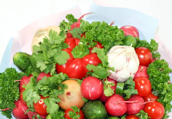 Food Grown Greenhouse Garden Seasonal Vegetables — Stock Photo, Image