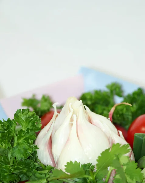 Food grown in a greenhouse garden. Seasonal vegetables.