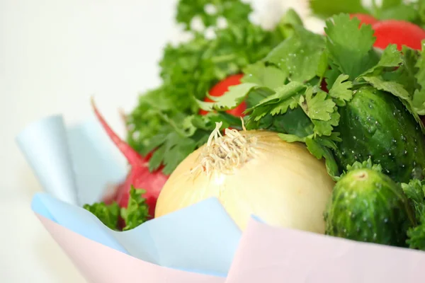 Food grown in a greenhouse garden. Seasonal vegetables.