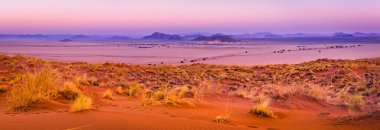 View of Sesriem at sunset from the top of the Elim dune in Namibia. clipart