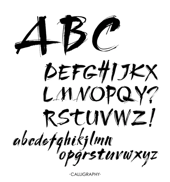 Font alfabeto disegnato a mano in stile pennello acrilico vettoriale — Vettoriale Stock