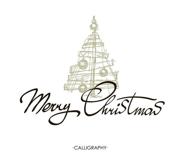 Merry Christmas text design. Vector logo, typography. Usable as banner, greeting card, Christmas tree — Stock Vector