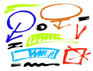 Grunge fırça darbesi. Vektör. Farklı grunge fırça renk vektör öğeleri sıvazlar. ayarla