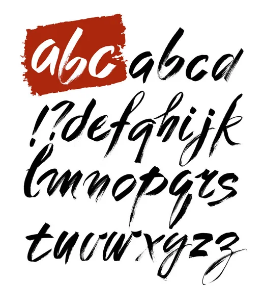 Vector acryl Brush stijl Hand getrokken alfabet lettertype — Stockvector