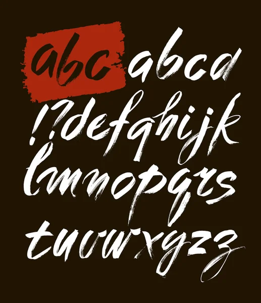 Vector Acrylic Brush Style Hand Drawn Alphabet Font. ABC for your design, brush lettering — Stock Vector