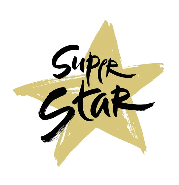 Ilustração super estrela vetorial lettering. Frase desenhada à mão. Caligrafia escova moderna manuscrita para designe — Vetor de Stock