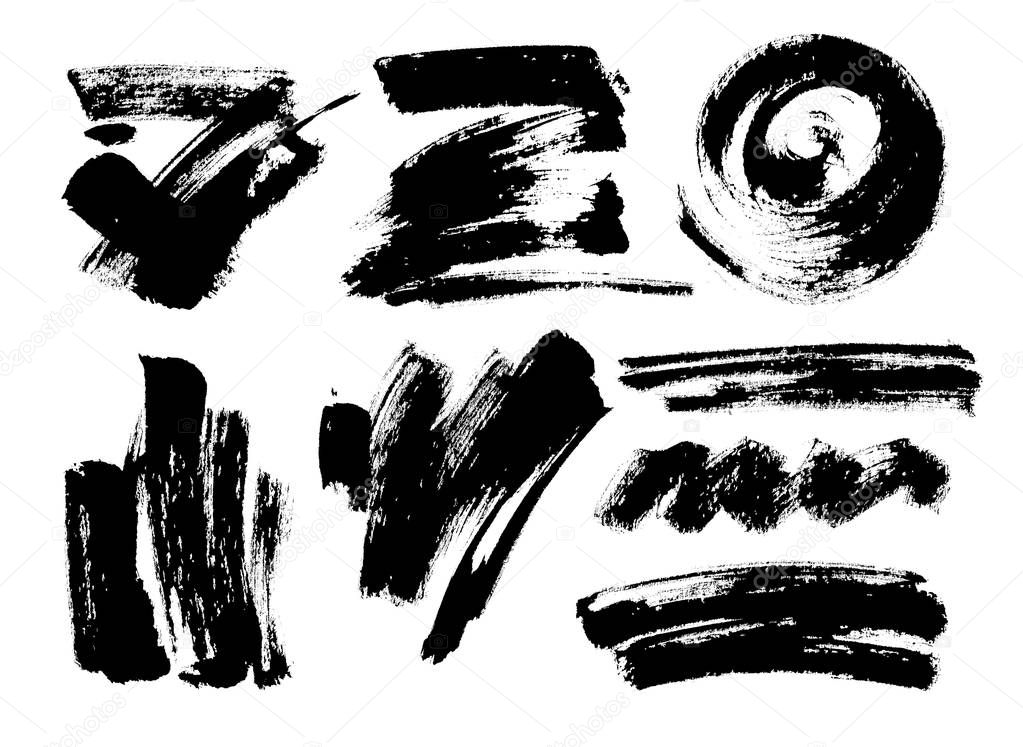 Black grungy vector abstract hand-painted background. Grunge Brush Stroke. Modern Textured Brush Stroke