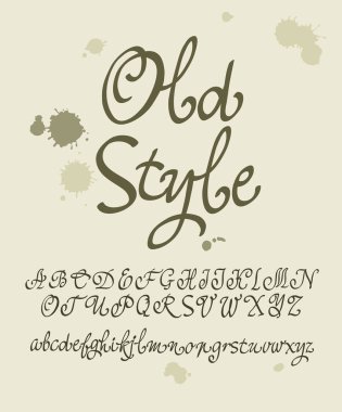 Vektör el yazısı kaligrafi yazı tipi. Eski stil