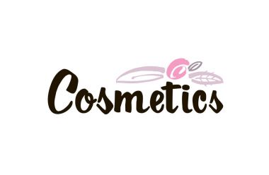 Stilize çiçek ve yaprakları ile logo yazı moda. Fırça darbesi. Vektör