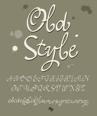 Vektör el yazısı kaligrafi yazı tipi. Eski stil